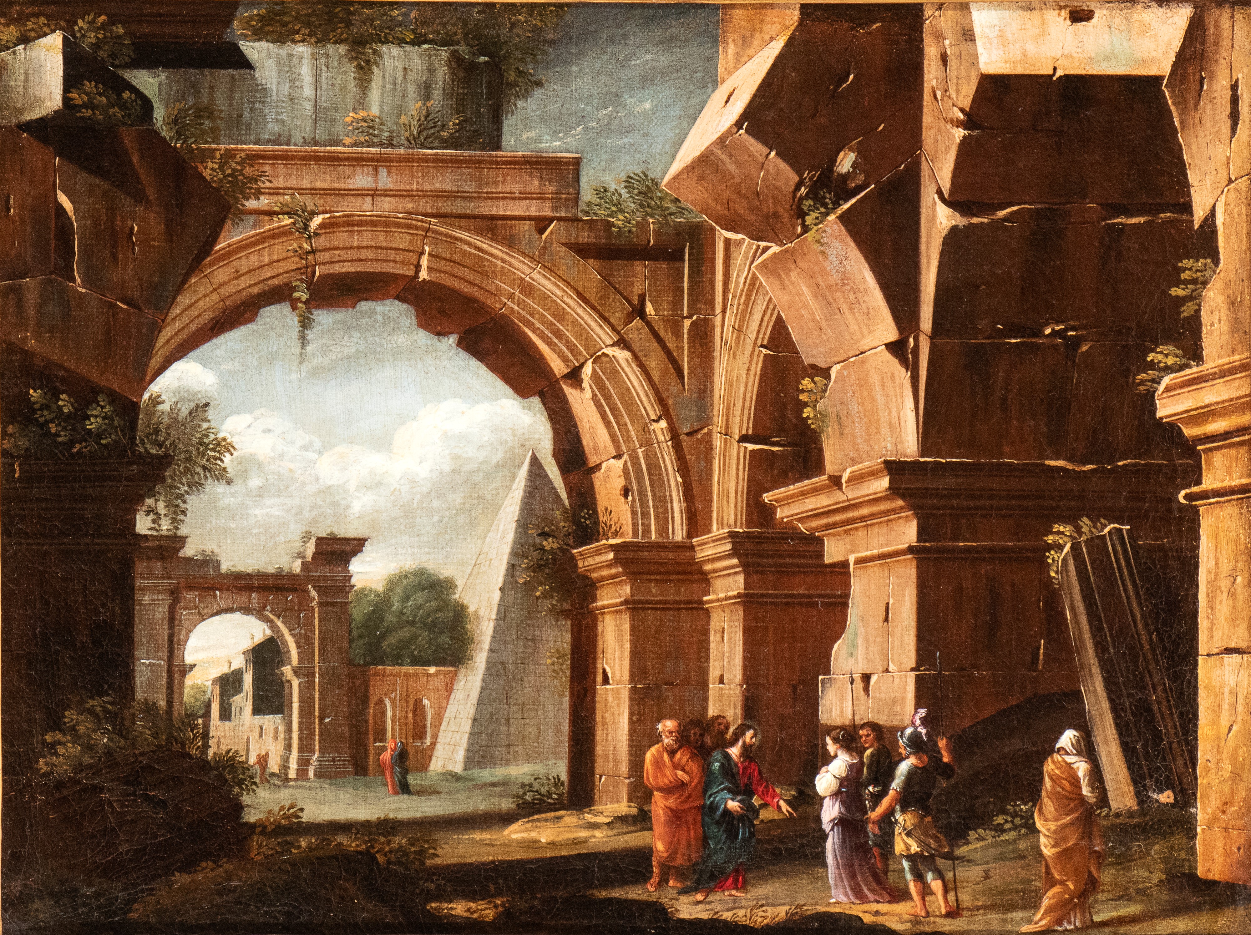 Niccolò Codazzi - Capriccio architettonico con Cristo e la Maddalena e Capriccio architettonico c...