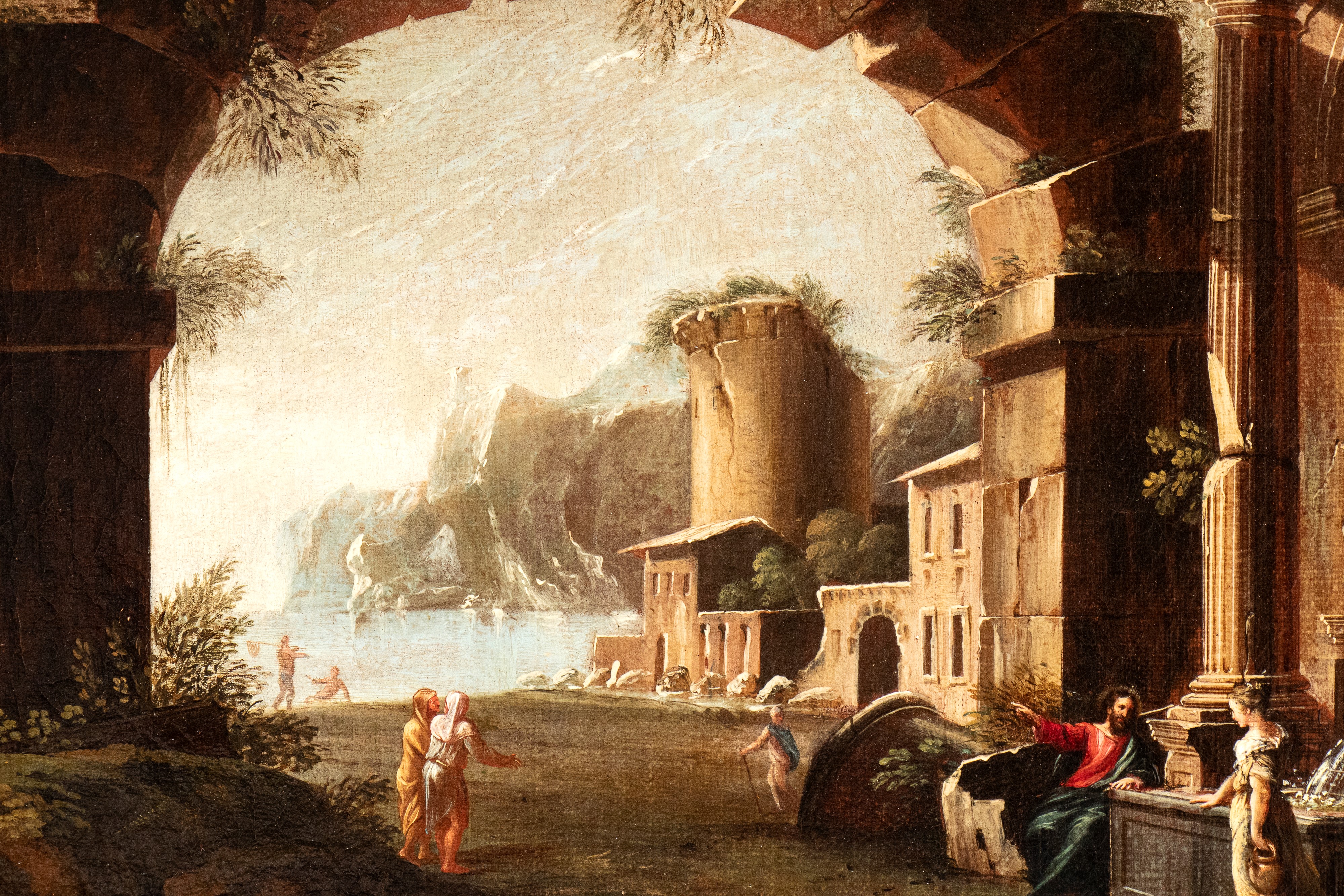 Niccolò Codazzi - Capriccio architettonico con Cristo e la Maddalena e Capriccio architettonico c...
