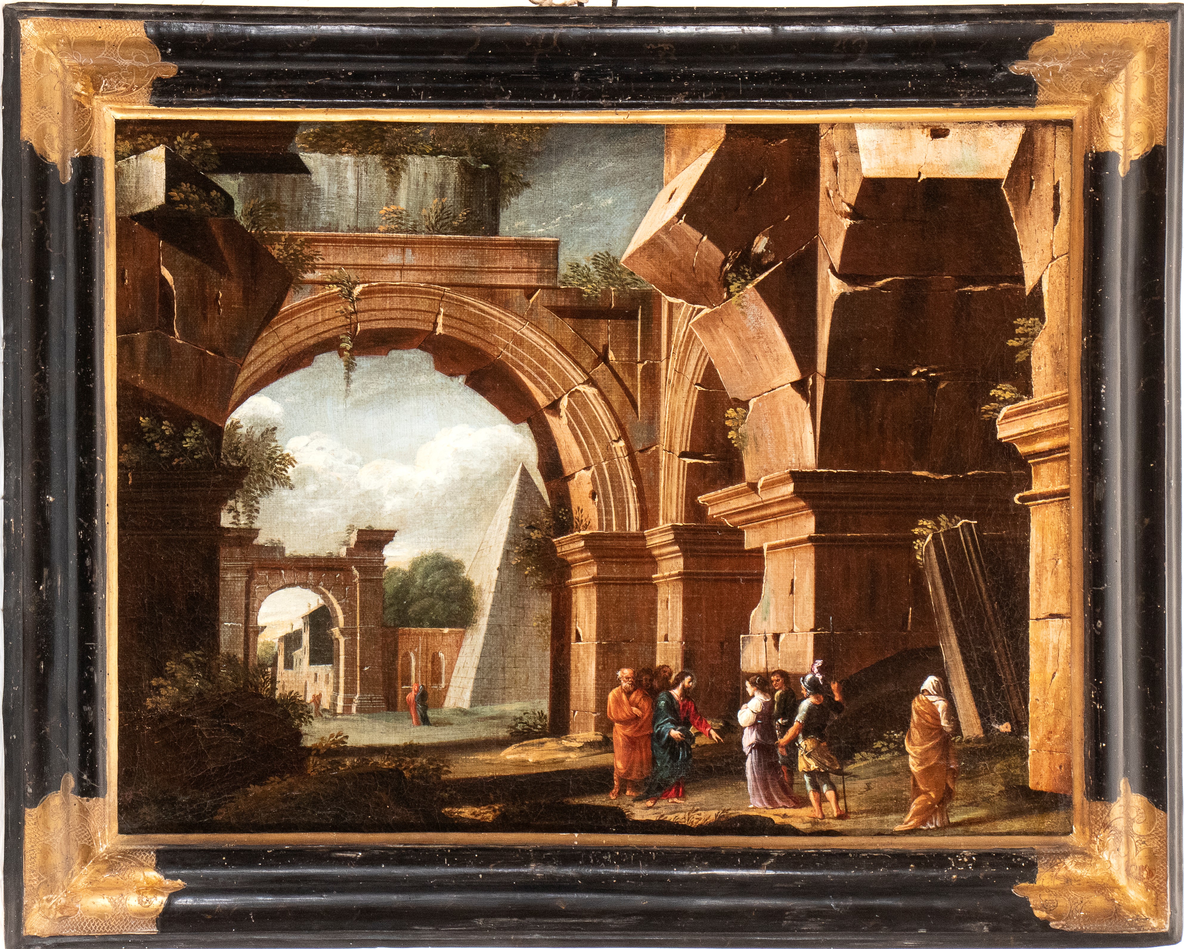 Niccolò Codazzi - Capriccio architettonico con Cristo e la Maddalena e Capriccio architettonico c...