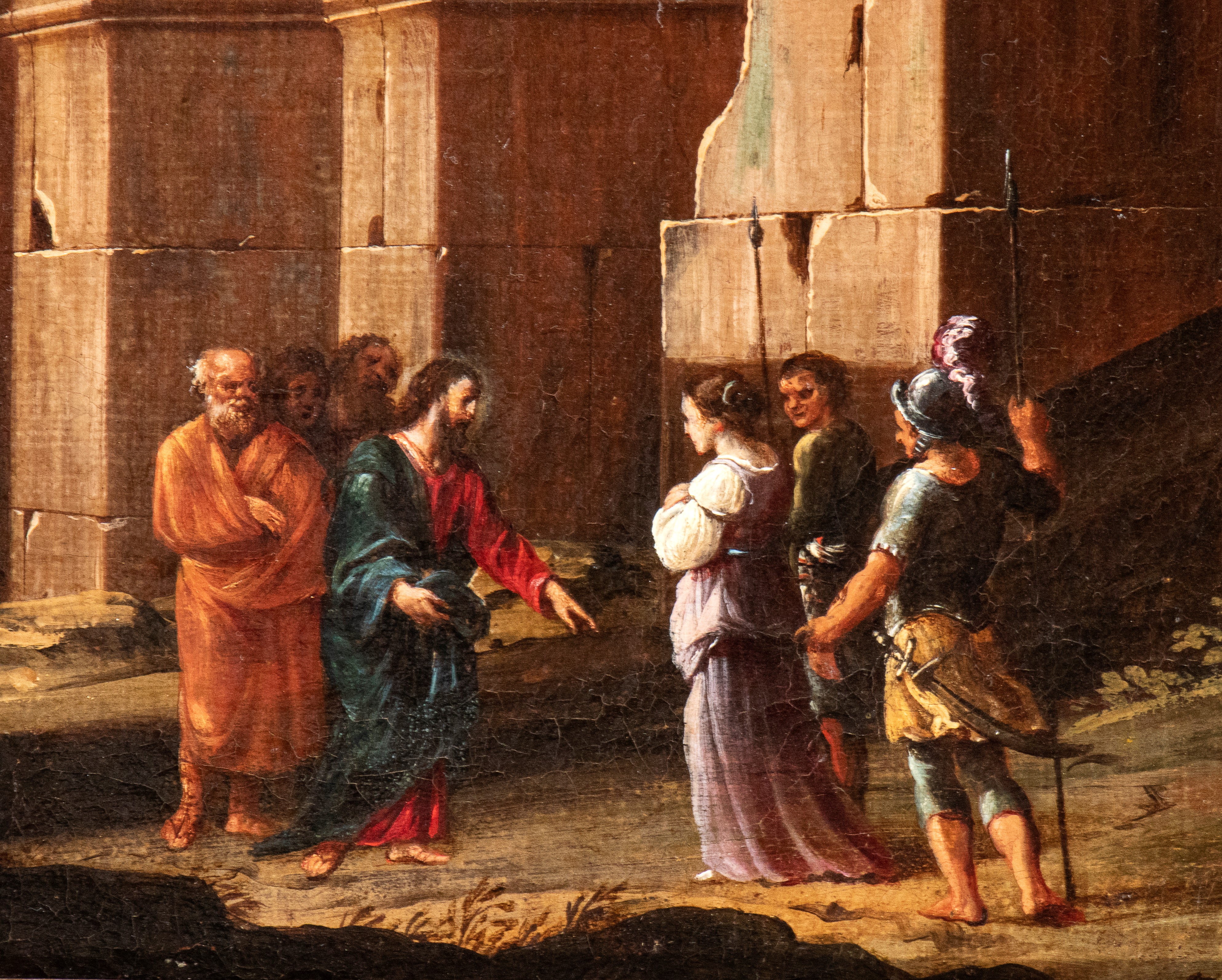 Niccolò Codazzi - Capriccio architettonico con Cristo e la Maddalena e Capriccio architettonico c...