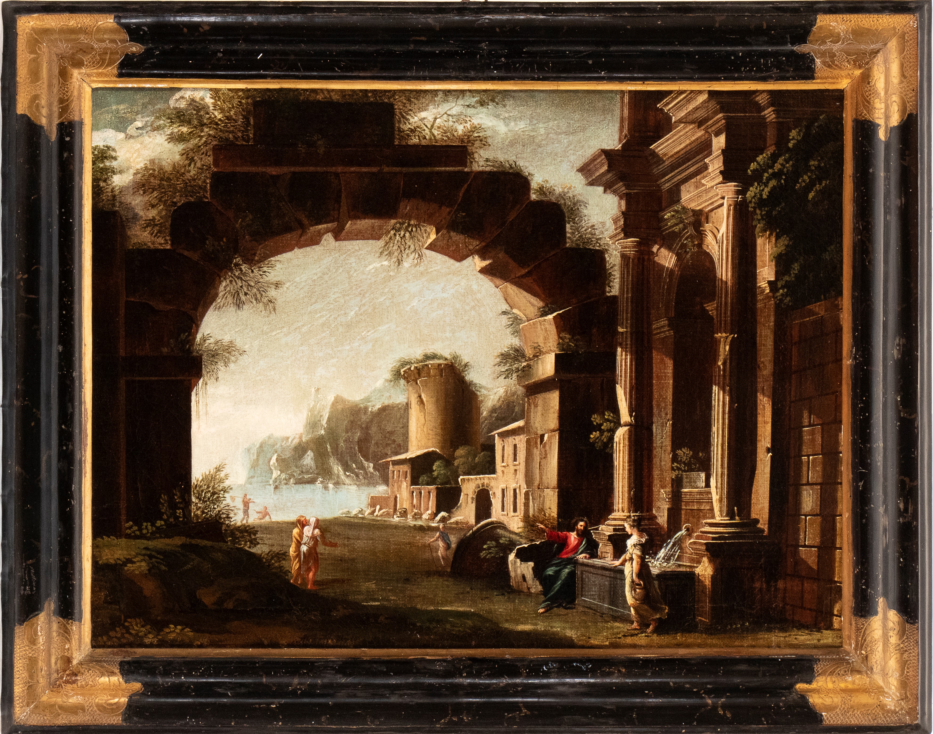 Niccolò Codazzi - Capriccio architettonico con Cristo e la Maddalena e Capriccio architettonico c...