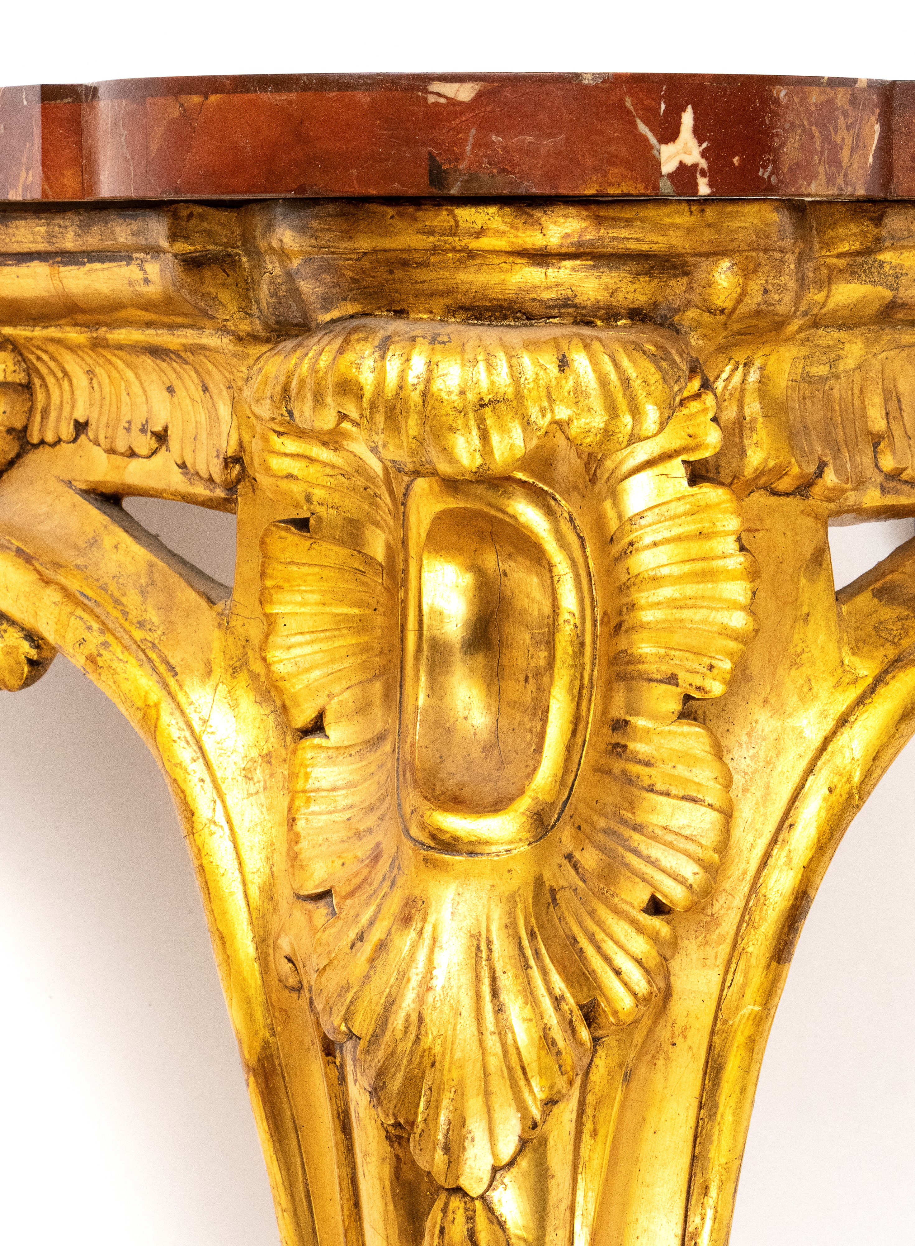 Coppia di console d'applique italiane angolari, Luigi XV, XVIII secolo, Roma