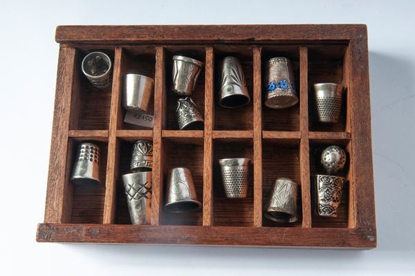 Lot of 16 silver thimbles