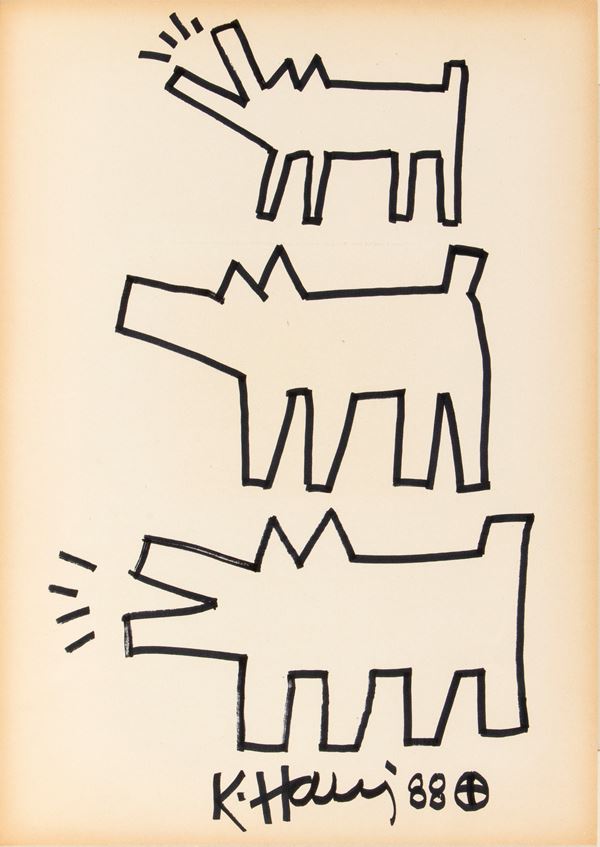 KEITH HARING - Barking dogs and dog
