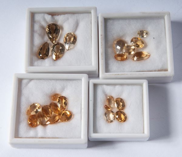 Lot of 19 boxes of yellow and blue quartz