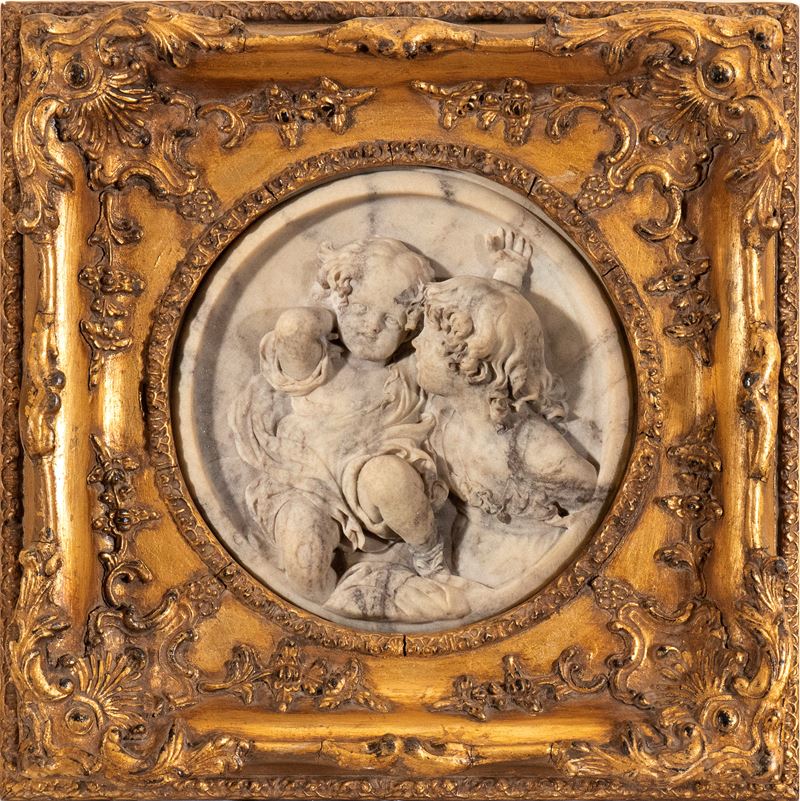 Edward William Wyon - Clipeo in marmo con fanciulli