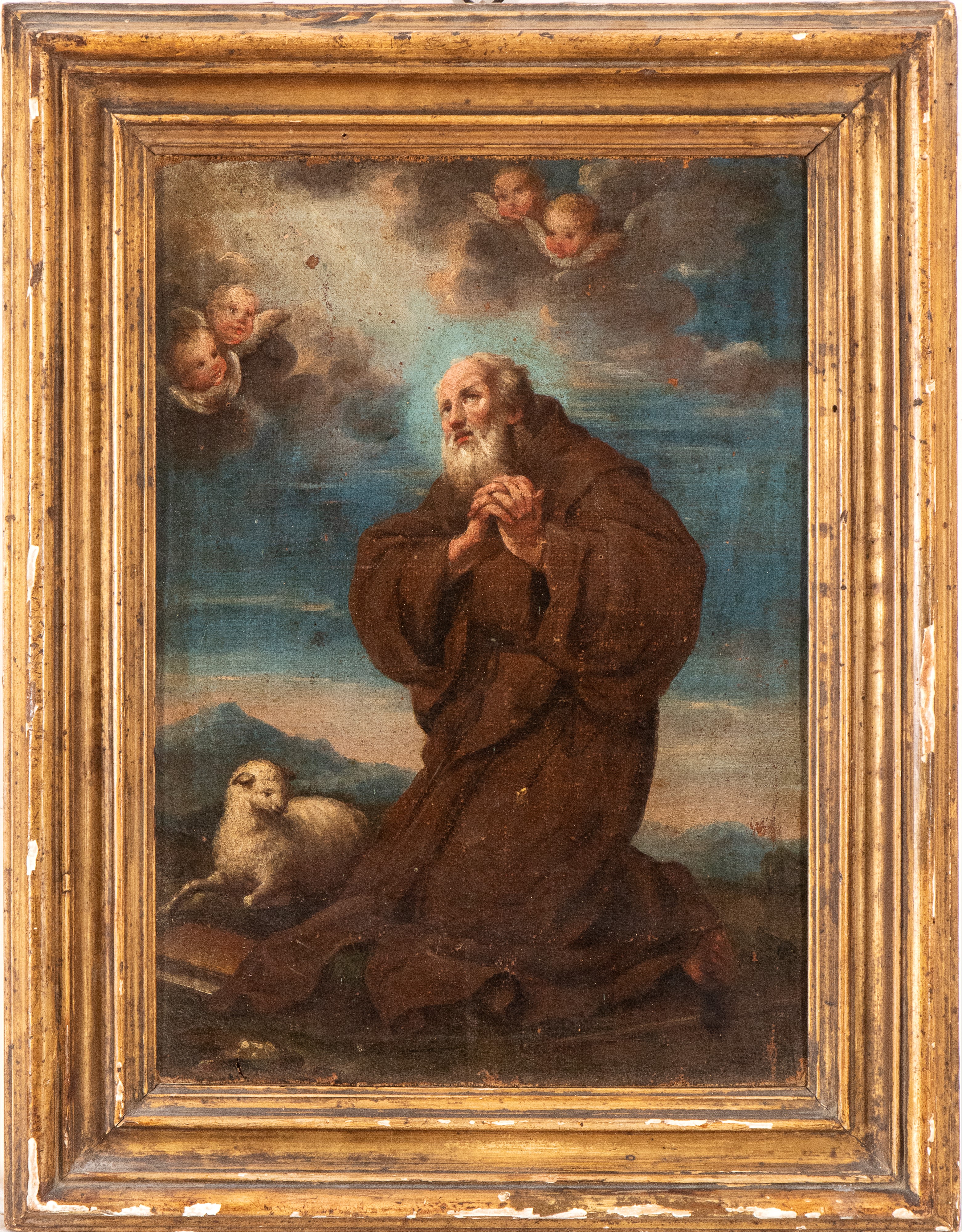Artista Napoletano, XVIII Secolo - Autore ignoto, Visione di San Francesco di Paola, olio su tela