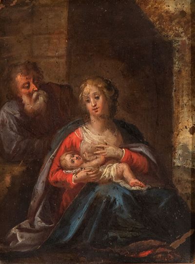 Sacra Famiglia, olio su tavola