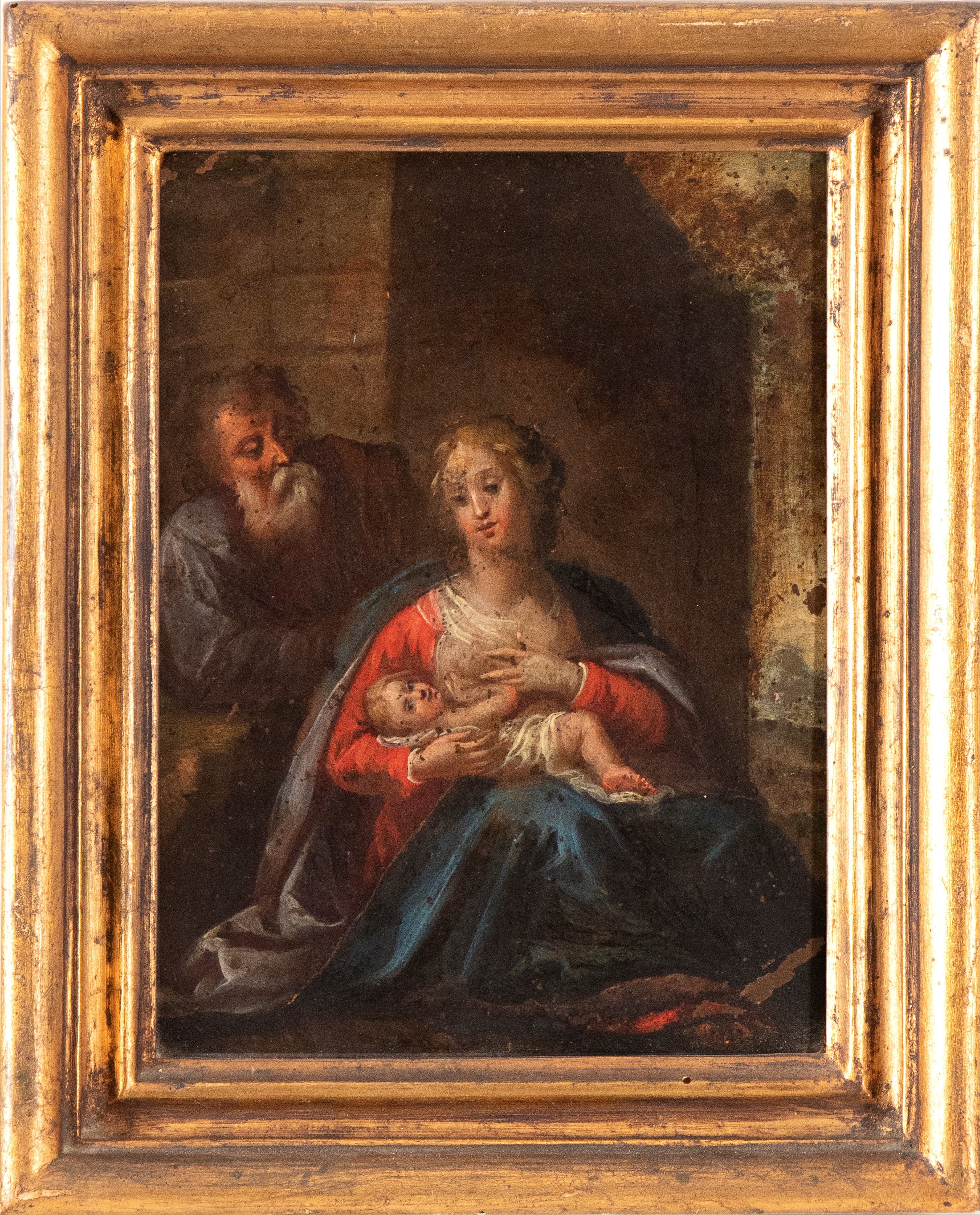 Anonimo della Fine del XVII Secolo - Sacra Famiglia, olio su tavola