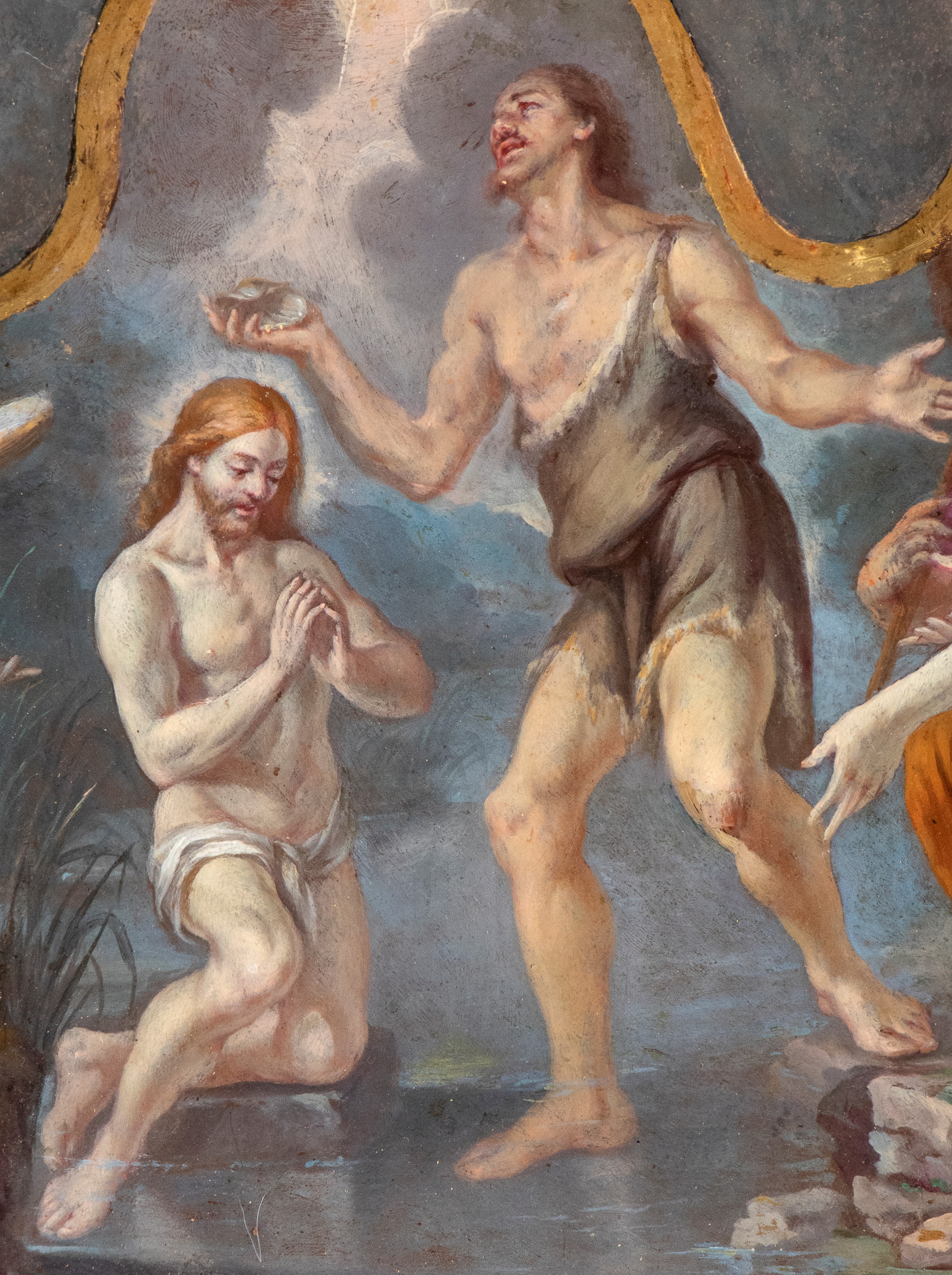 Artista Attivo a Roma, XVII Secolo - Quadrante di orologio notturno, olio su rame, raffigurante B...