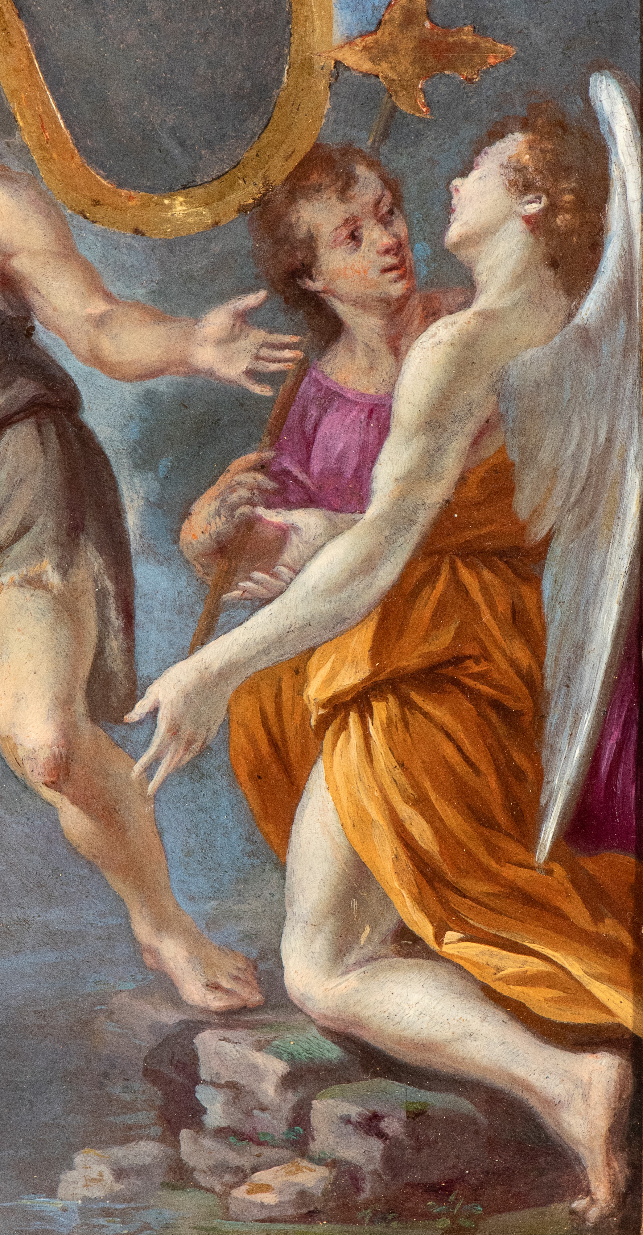 Artista Attivo a Roma, XVII Secolo - Quadrante di orologio notturno, olio su rame, raffigurante B...