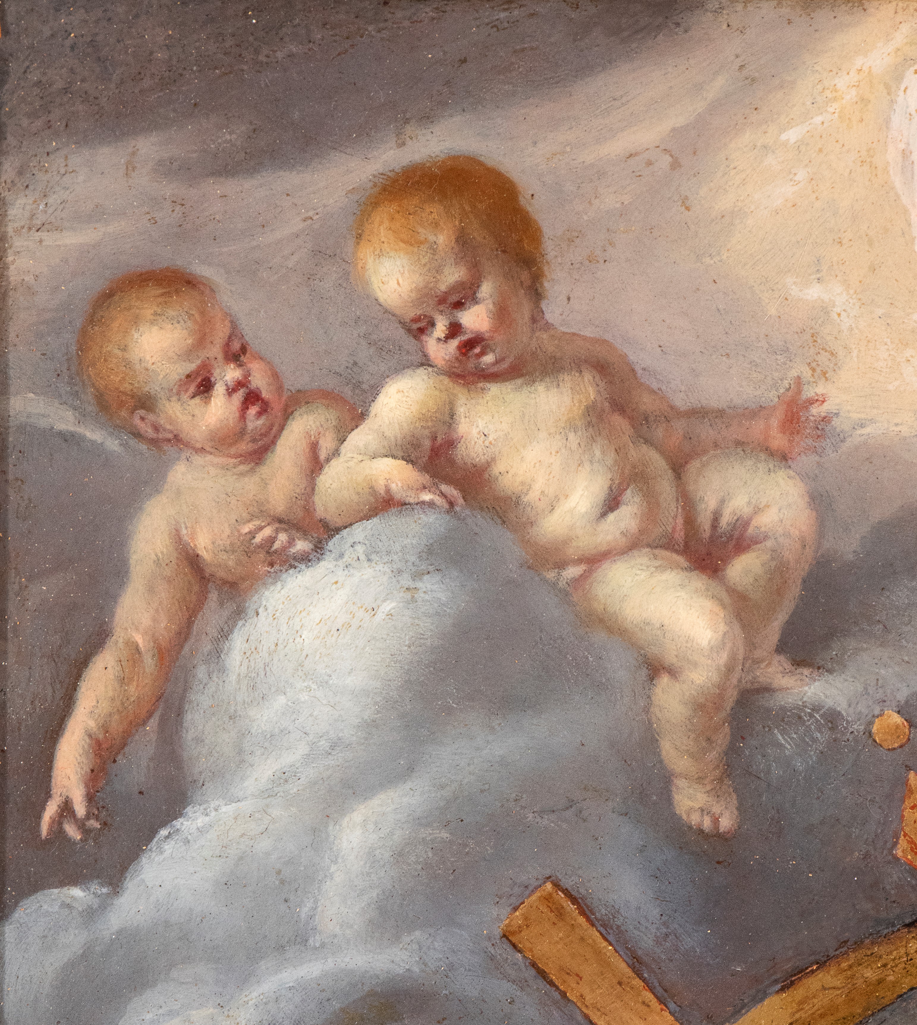 Artista Attivo a Roma, XVII Secolo - Quadrante di orologio notturno, olio su rame, raffigurante B...