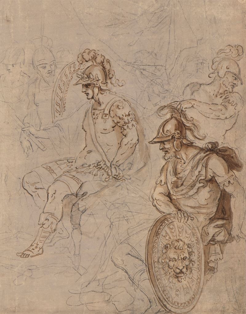 Scuola bolognese del XVIII secolo, Studio per figure di soldati