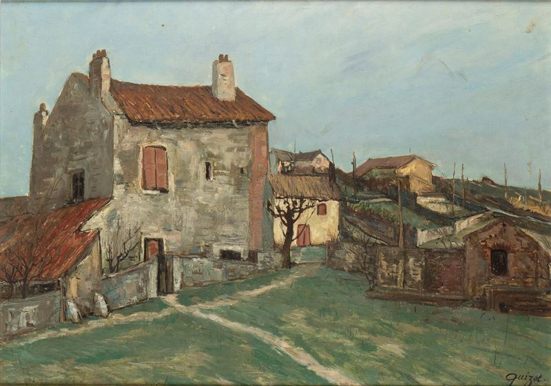 Alphonse Quizet - Paesaggio di campagna, olio su tela