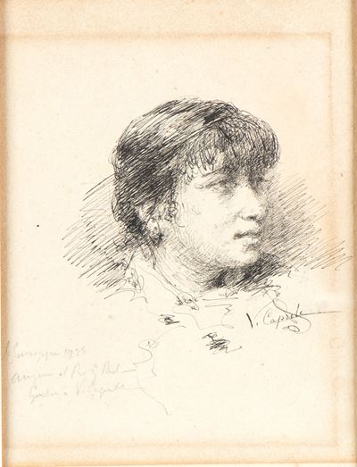 Ritratto di giovane donna, china su cartoncino