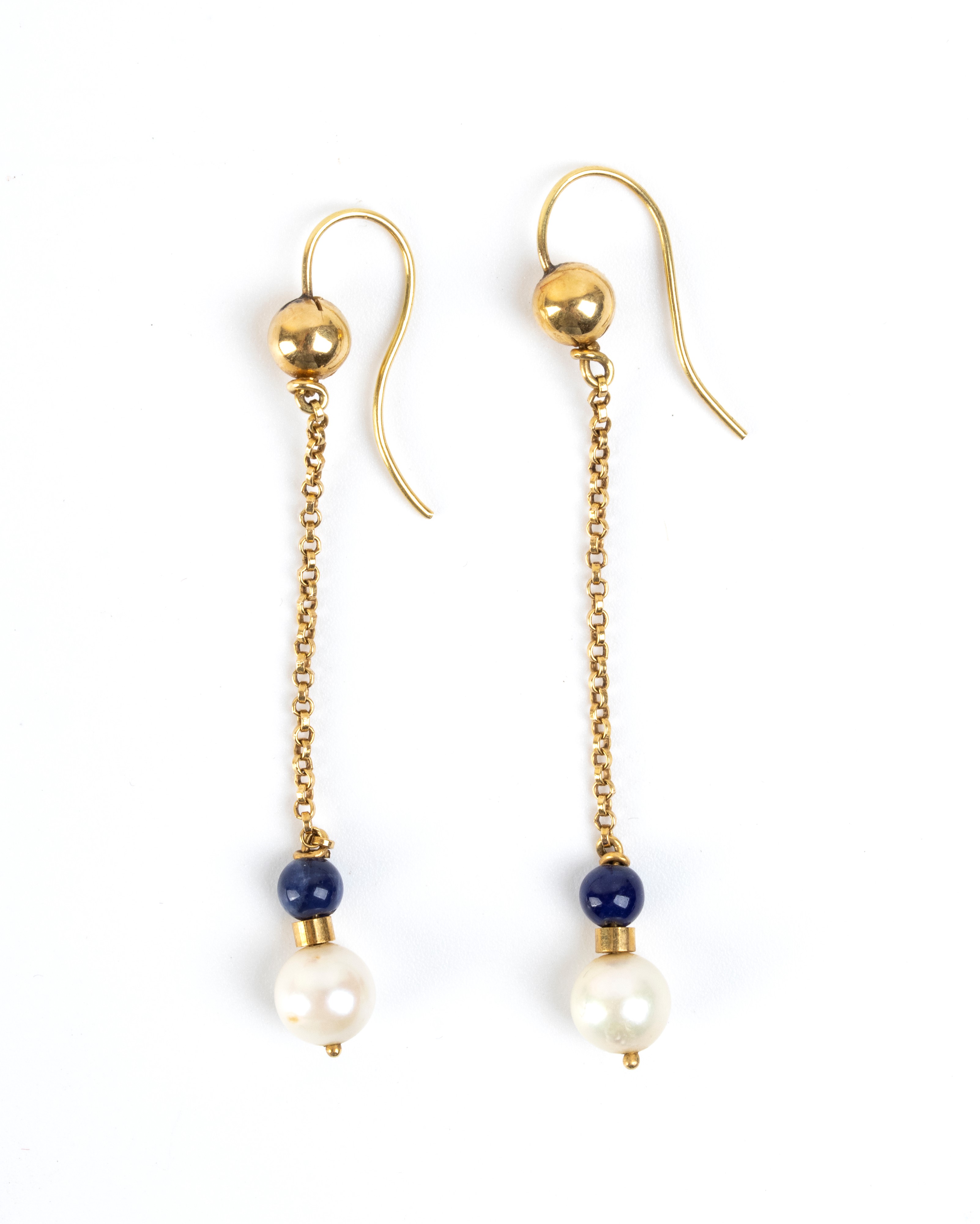 Chimento - Demi parure in oro giallo 18k con perle coltivate d’acqua salata e lapislazzuli
