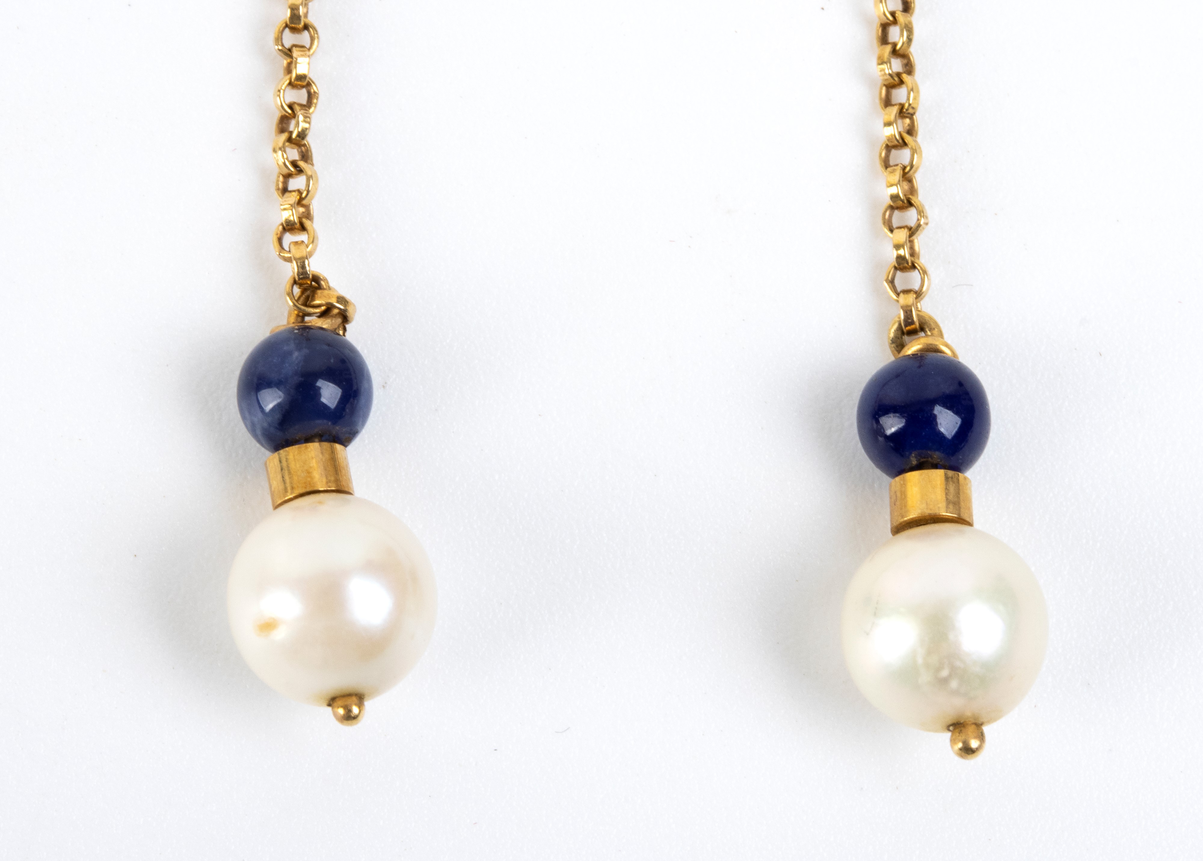 Chimento - Demi parure in oro giallo 18k con perle coltivate d’acqua salata e lapislazzuli