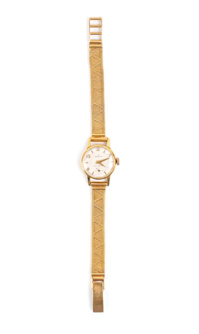 Orologio Lady con cassa in oro, quadrante crema e bracciale a maglia