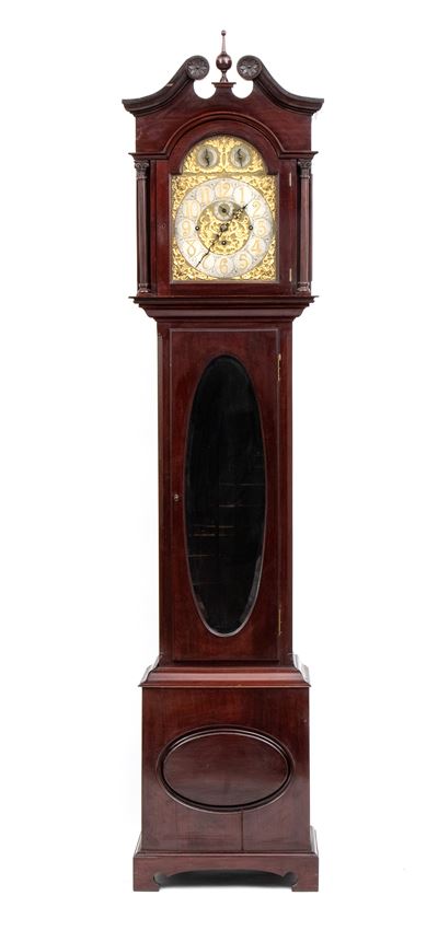 Orologio a torre Georgiano in legno di mogano, XIX secolo
