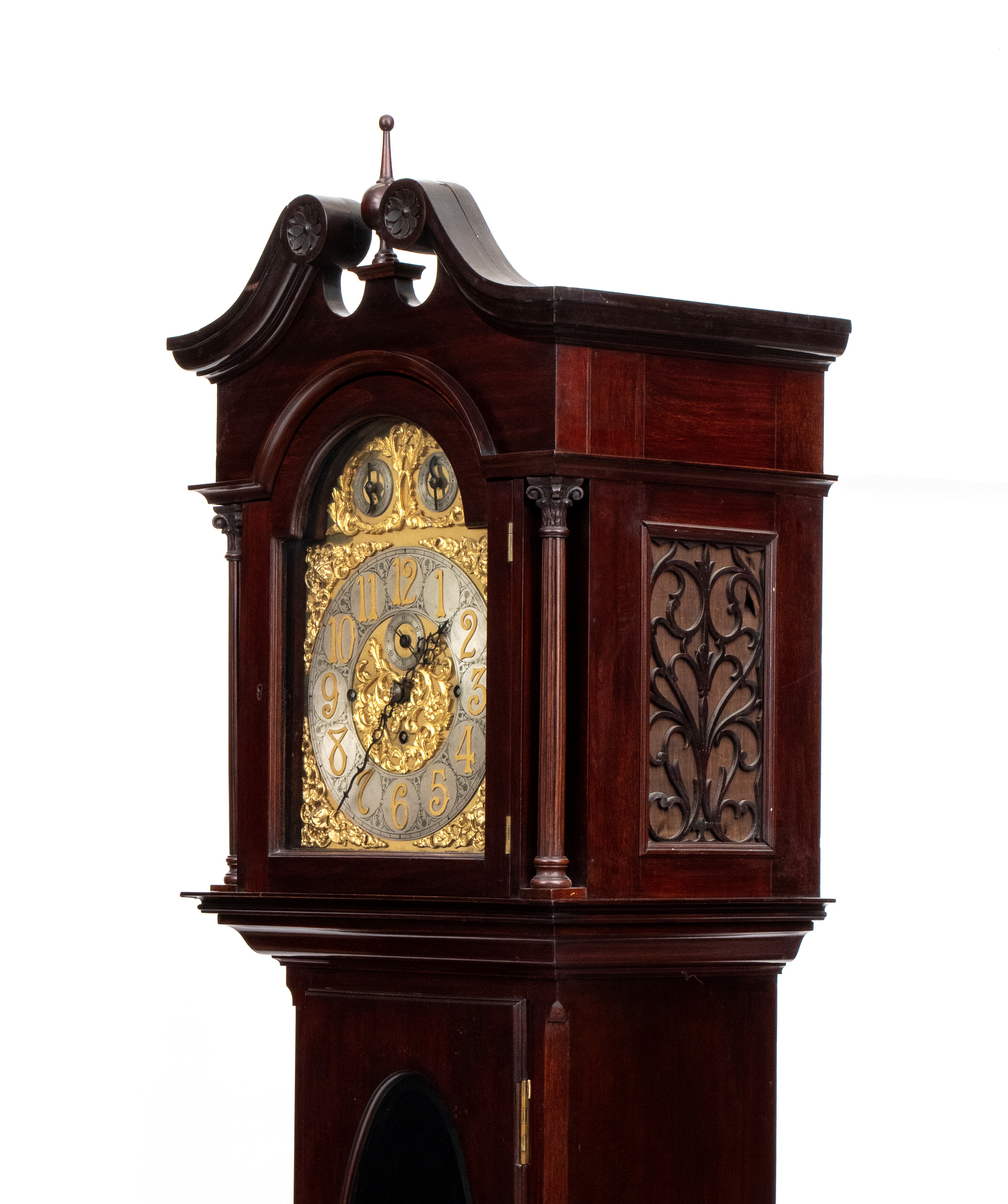 Orologio a torre Georgiano in legno di mogano, XIX secolo