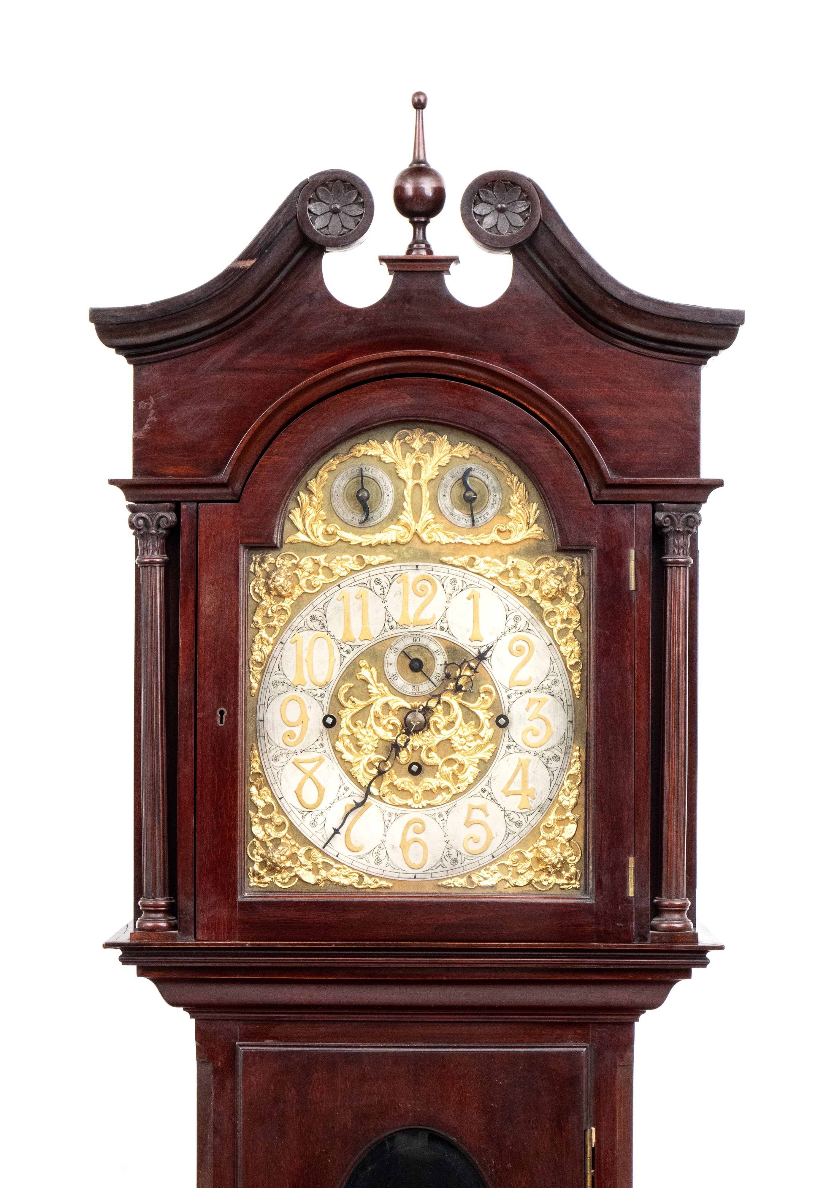Orologio a torre Georgiano in legno di mogano, XIX secolo