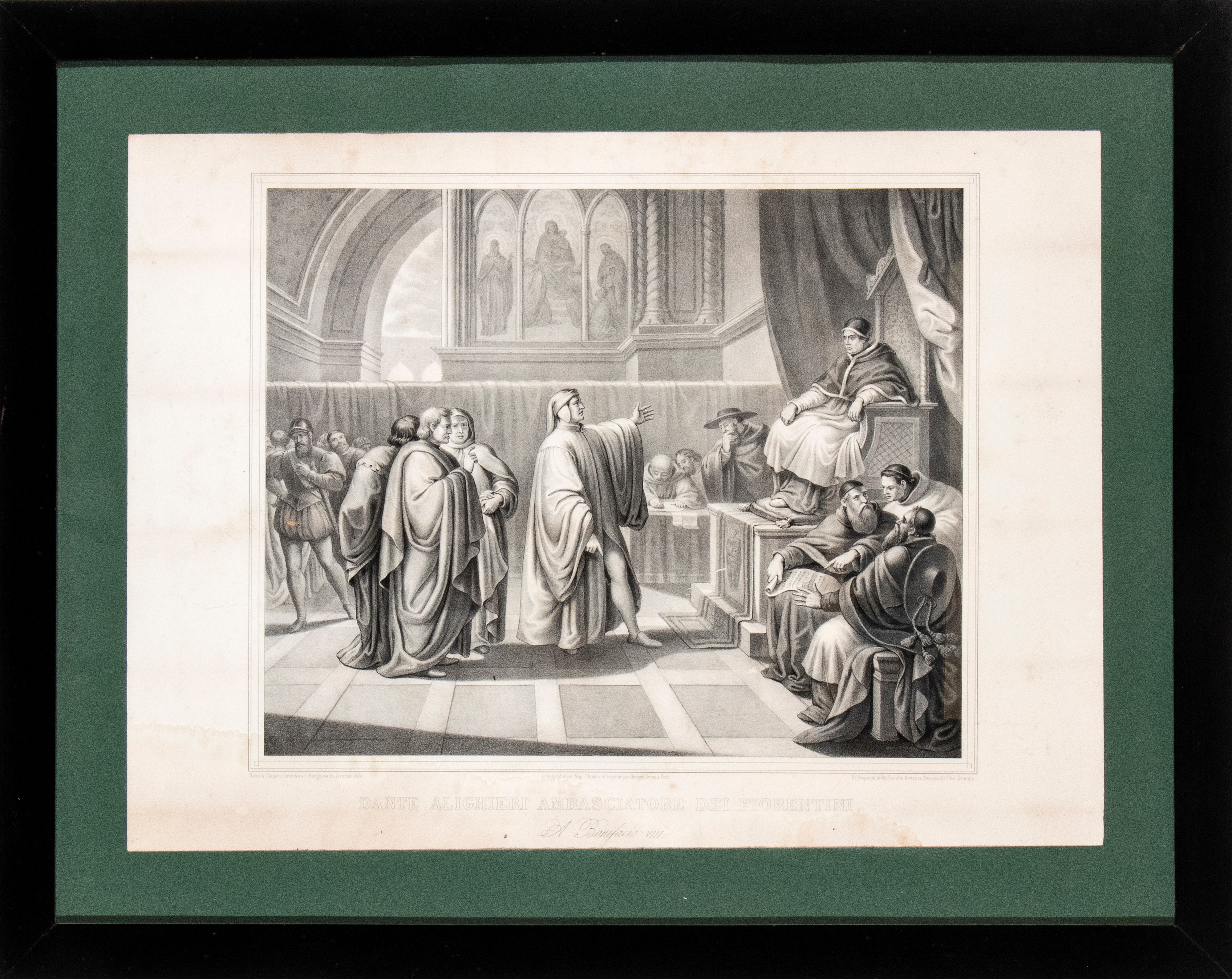 Autore anonimo, Stampa raffigurante Dante Alighieri ambasciatore dei fiorentini