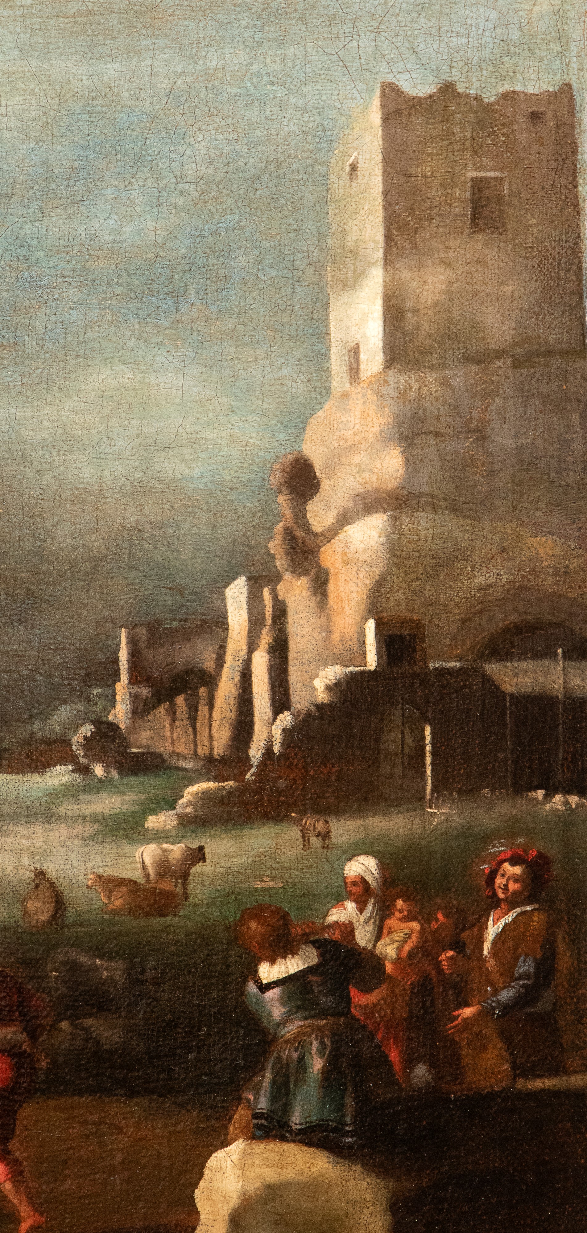 Filippo Teodoro di Liagno Filippo Napoletano - Paesaggio con danza paesana e rovine romane, olio ...