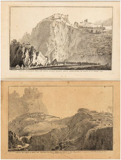Veduta di Saorge e Campo di Brois, acquaforte
