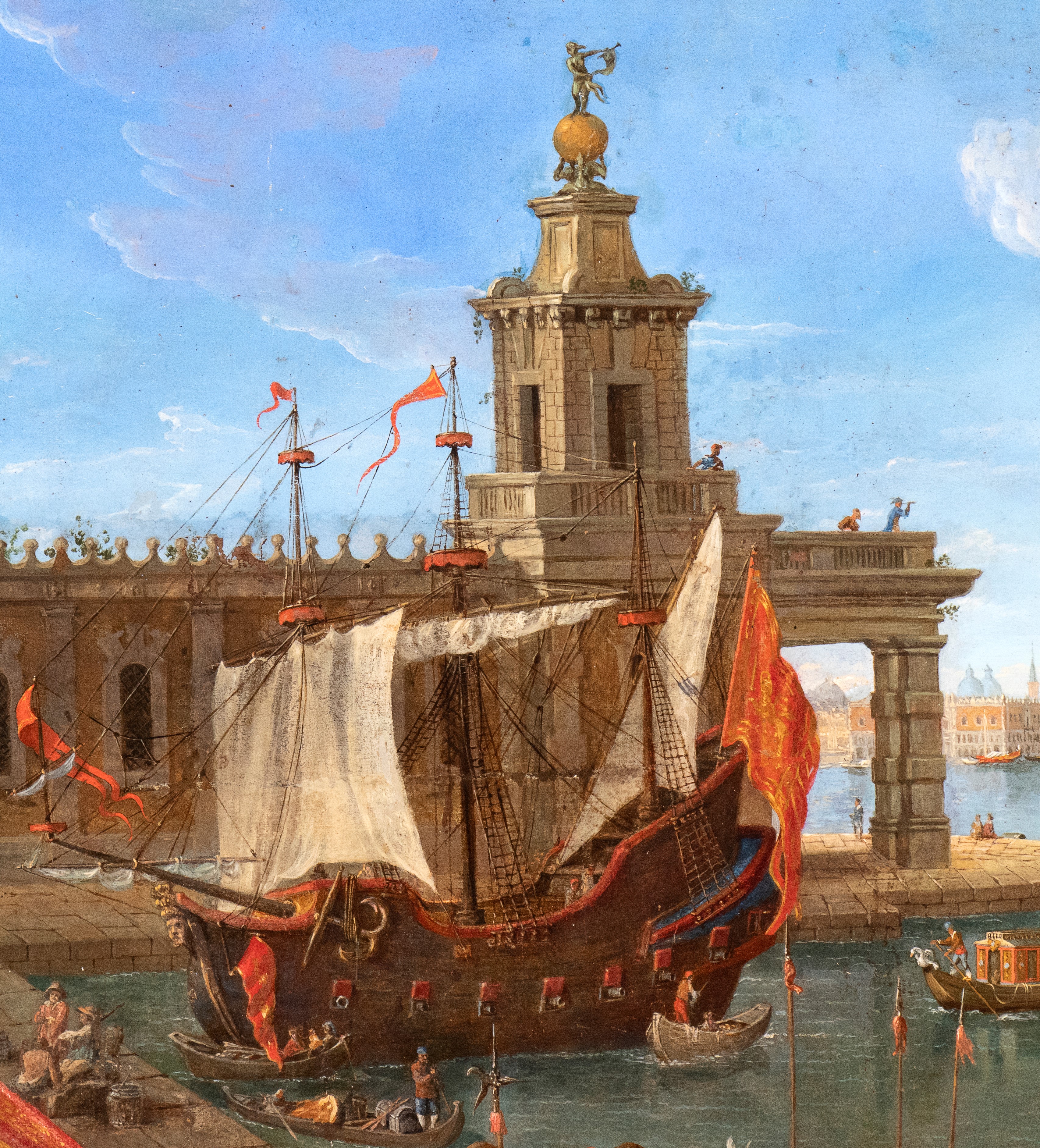 Veduta di Punta della Dogana e San Giorgio Maggiore con l'arrivo di una imbarcazione