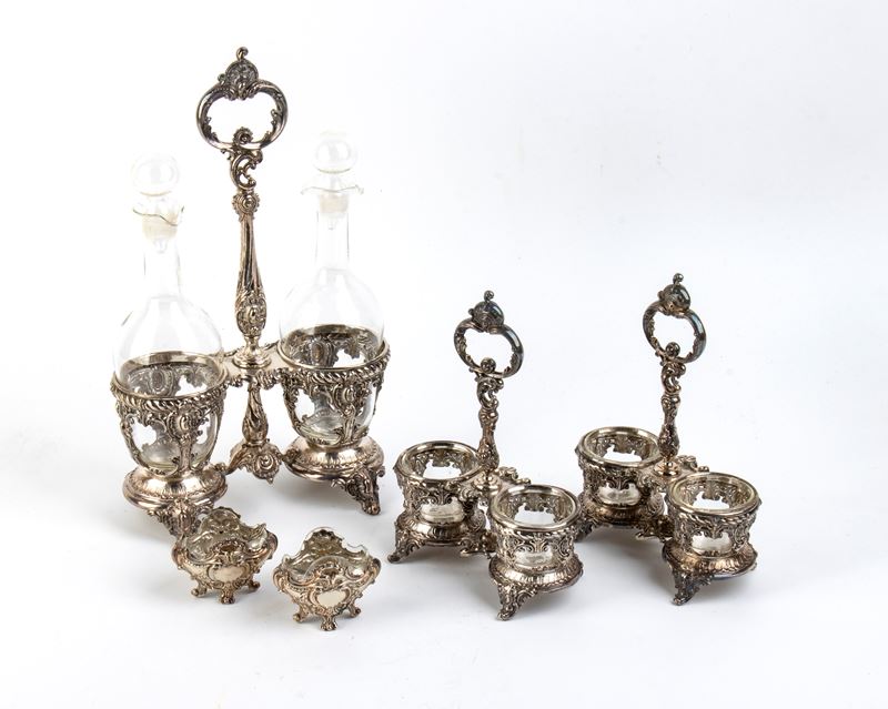 Set di oliere e saliere italiane in argento
