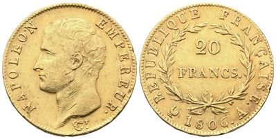 Napoleone I, 20 Franchi 1806 Parigi, moneta d’oro