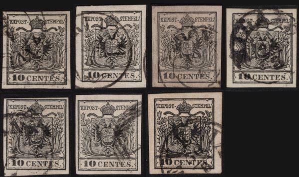 Lombardo Veneto - 10 cent. carta a macchina, studio dei colori