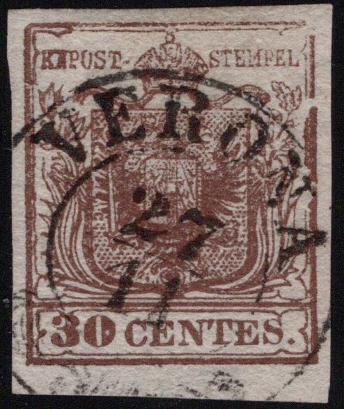 Lombardo veneto - 30 cent. Ferchenbauer dif. n.14