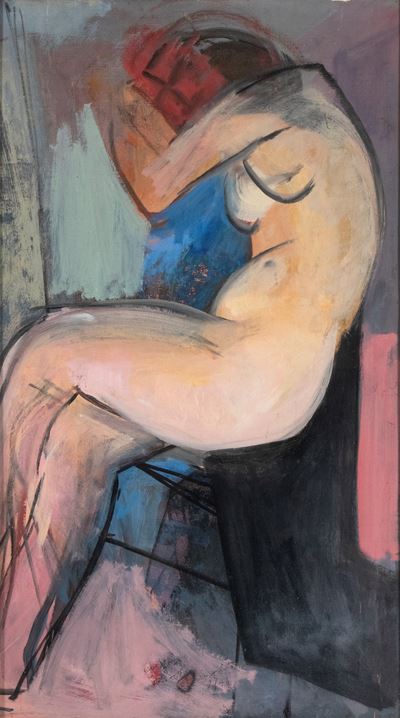 Nudo seduto, olio su tela, 91 x 51 cm, 1948