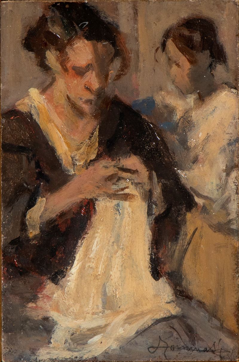 Ludovico Tommasi - Senza titolo, olio su cartoncino