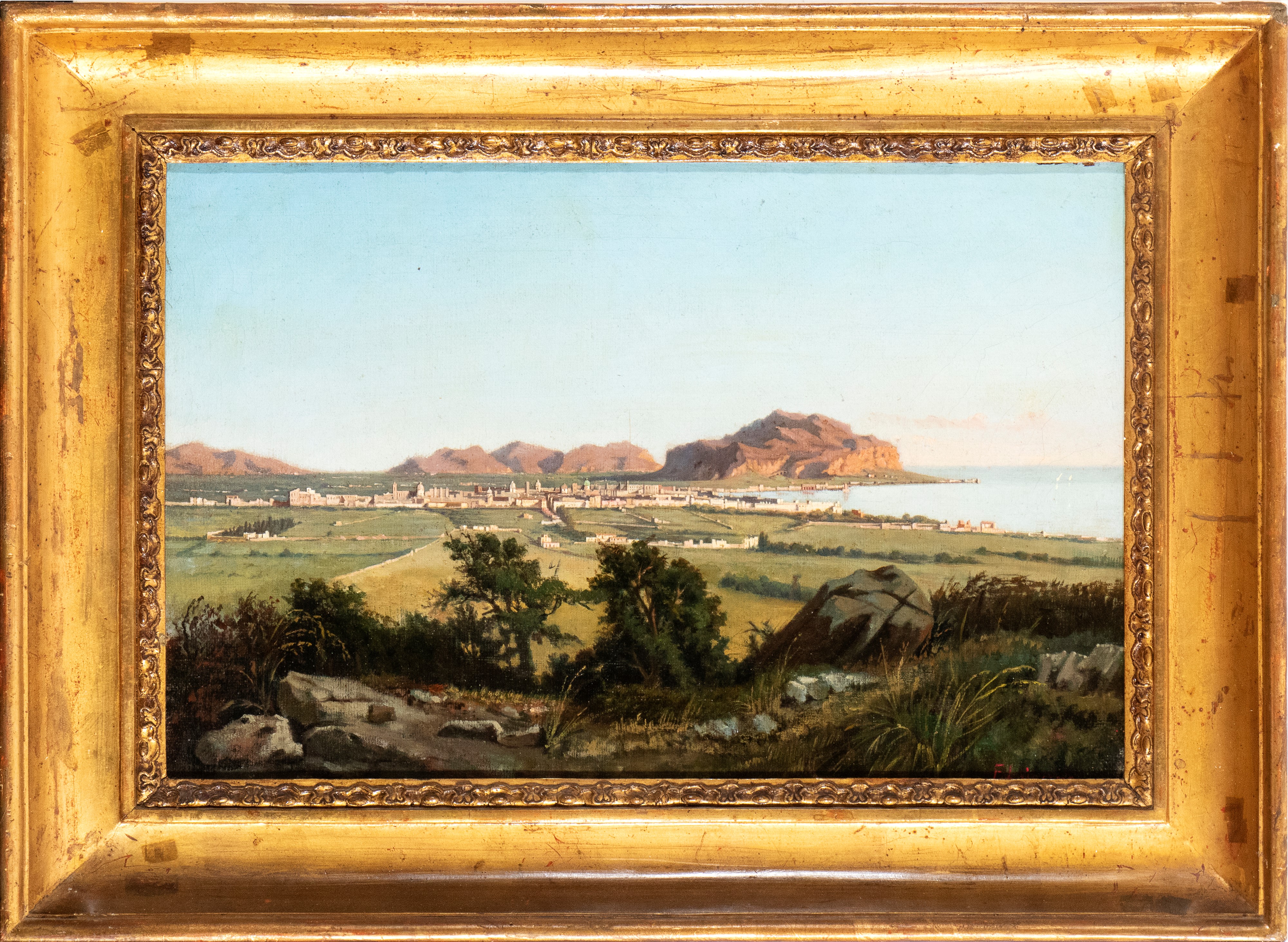 Francesco Lojacono - Veduta di Palermo e di Monte Pellegrino, olio su tela