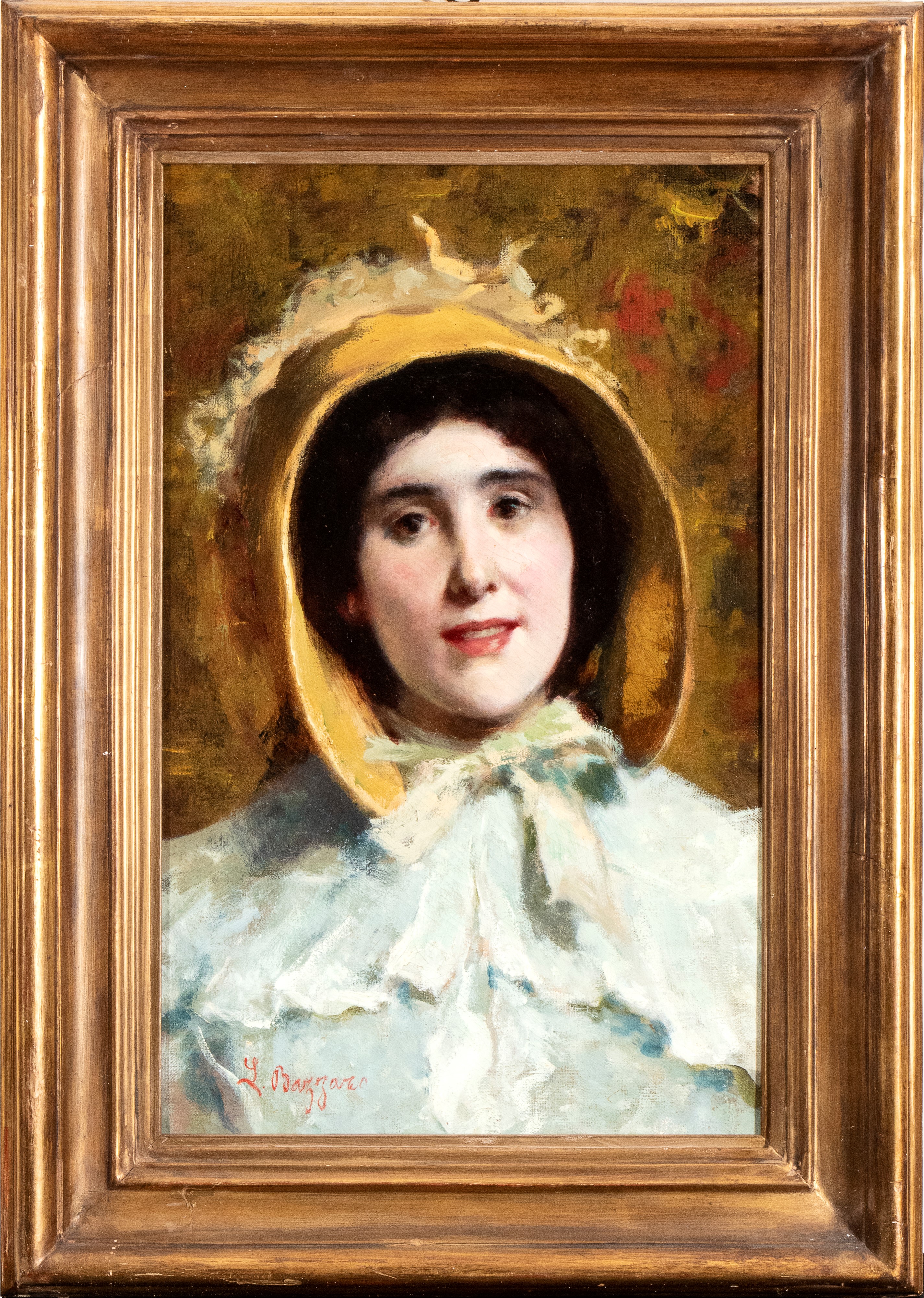 Leonardo Bazzaro - Ritratto femminile, olio su tela