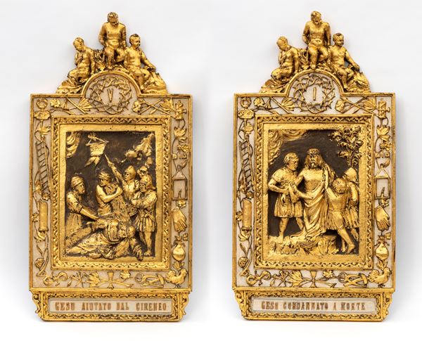 Coppia di formelle della Via Crucis