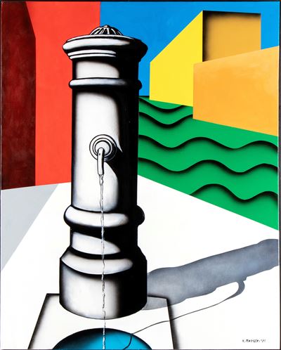 Fontana del porto, acrilico su tela