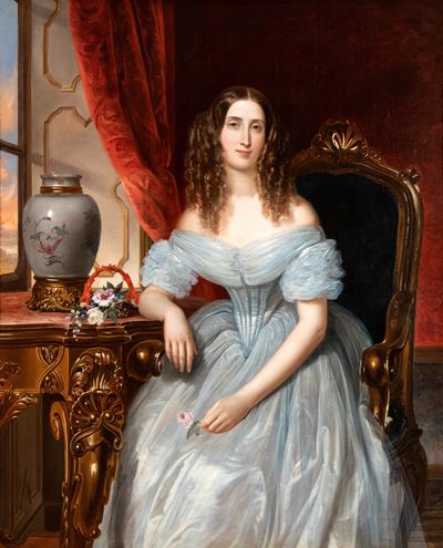 Interno con gentildonna, olio su tela, 1842