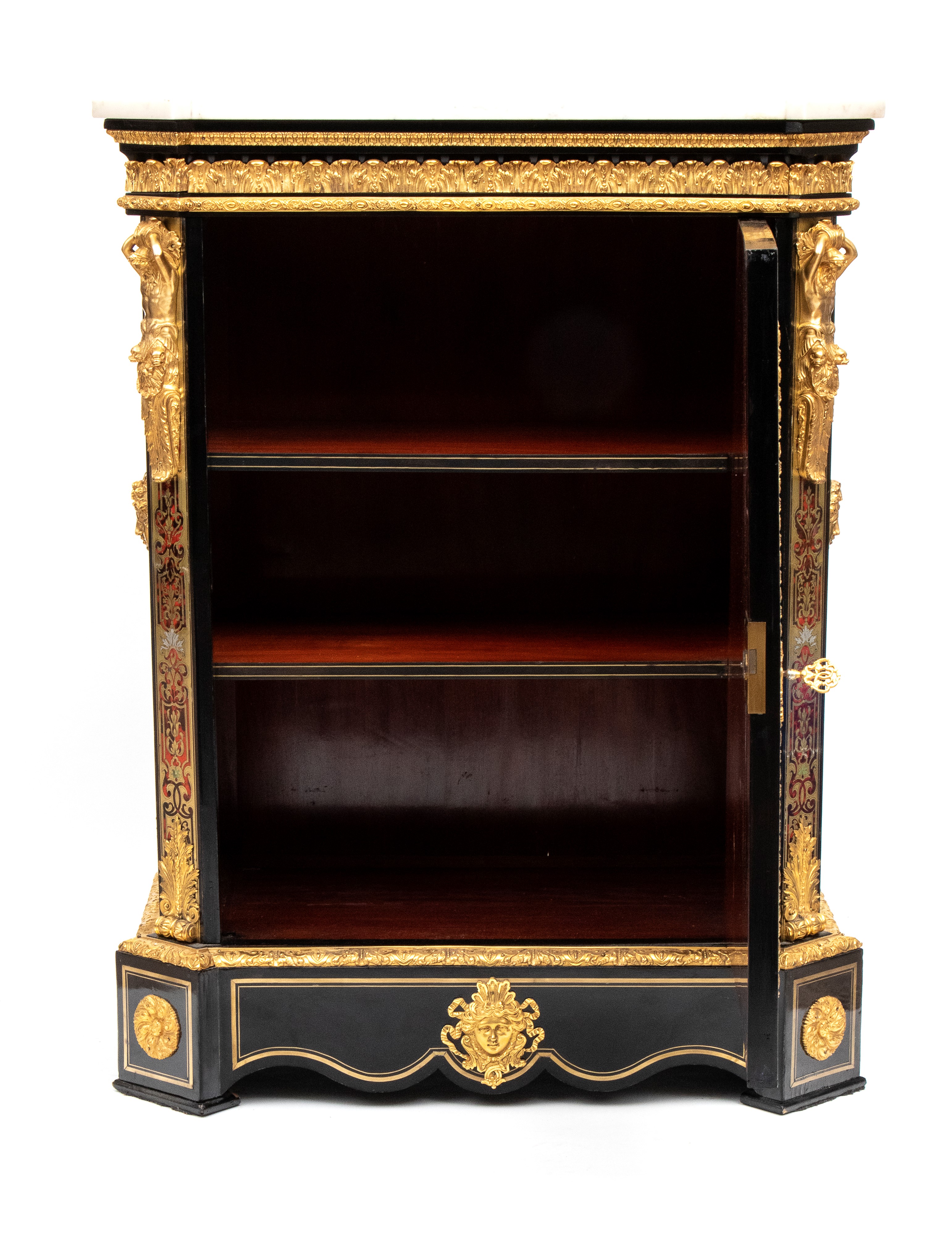 Hippolyte-edmé Pretot - Credenza ad un anta in stile Boulle con decorazioni in bronzo dorato e ap...