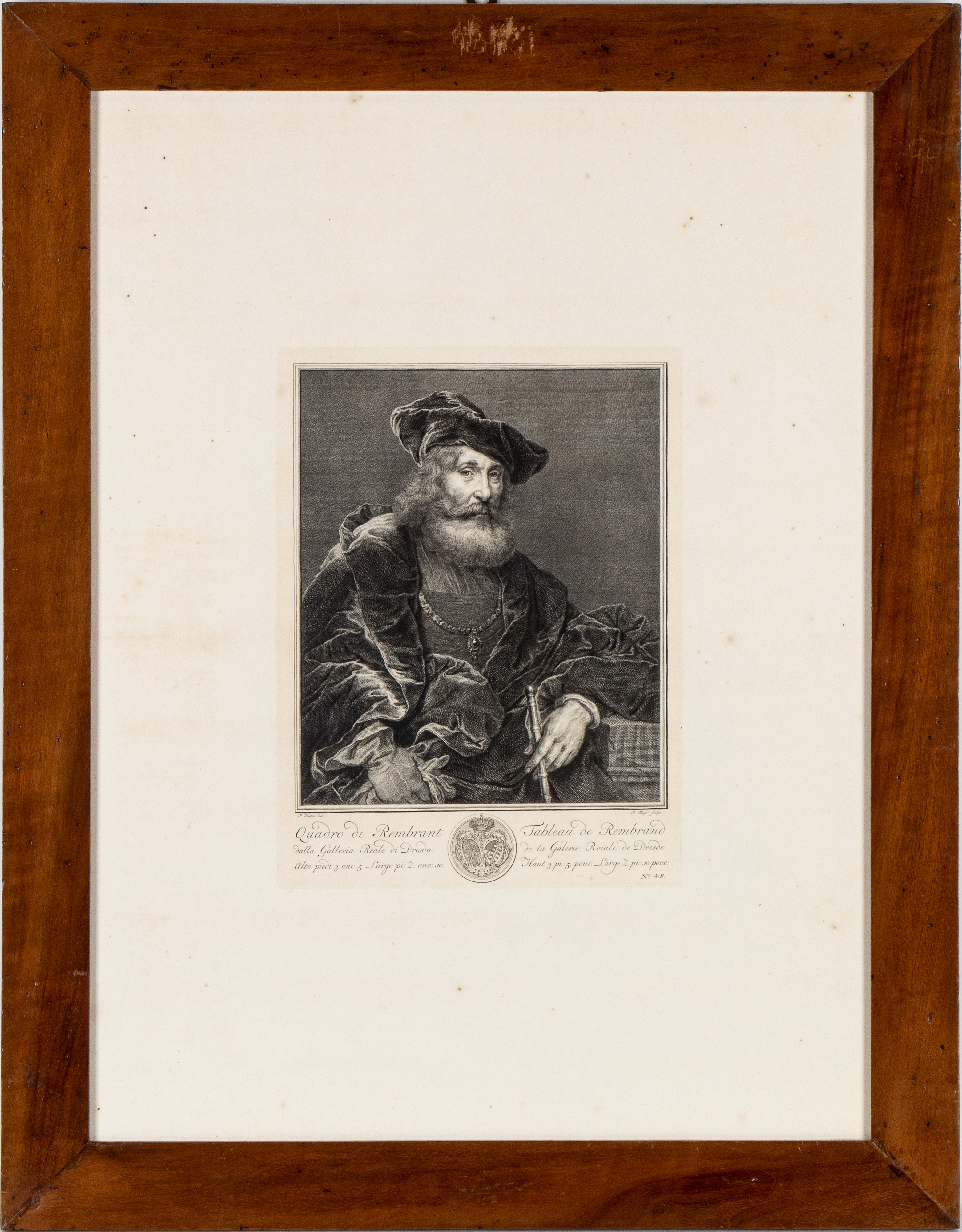 Pieter Tanjé - Ritratto di un uomo con la barba, acquaforte e bulino