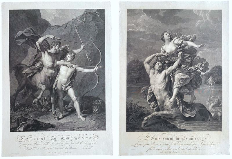 Charles CLément Bervic - L'Enlèvement de Déjanire e L'Éducation d'Achille, bulino