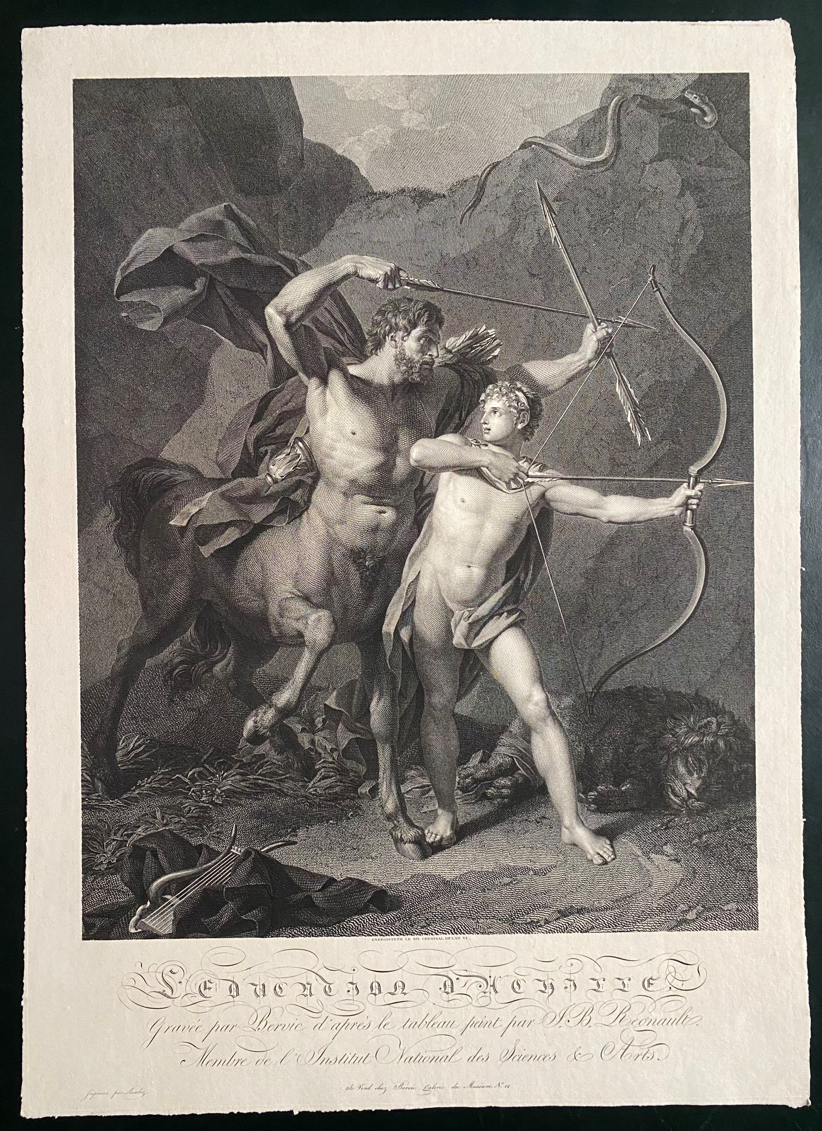 Charles CLément Bervic - L'Enlèvement de Déjanire e L'Éducation d'Achille, bulino
