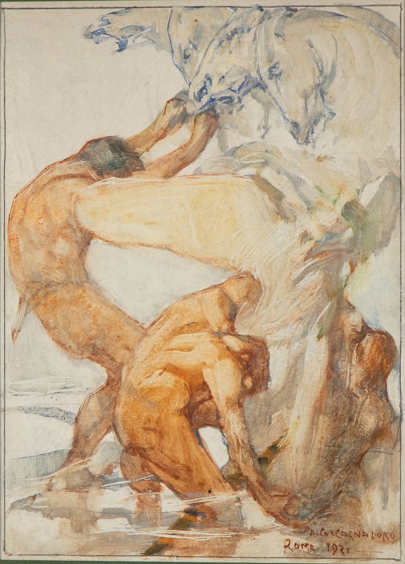 Antonino Calcagnadoro - Senza titolo, tecnica mista su cartoncino