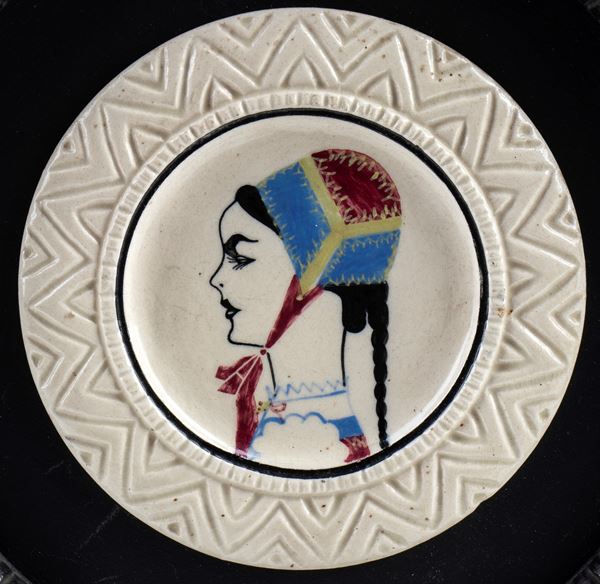 FEDERICO MELIS - Tondo con giovane donna in costume desulese