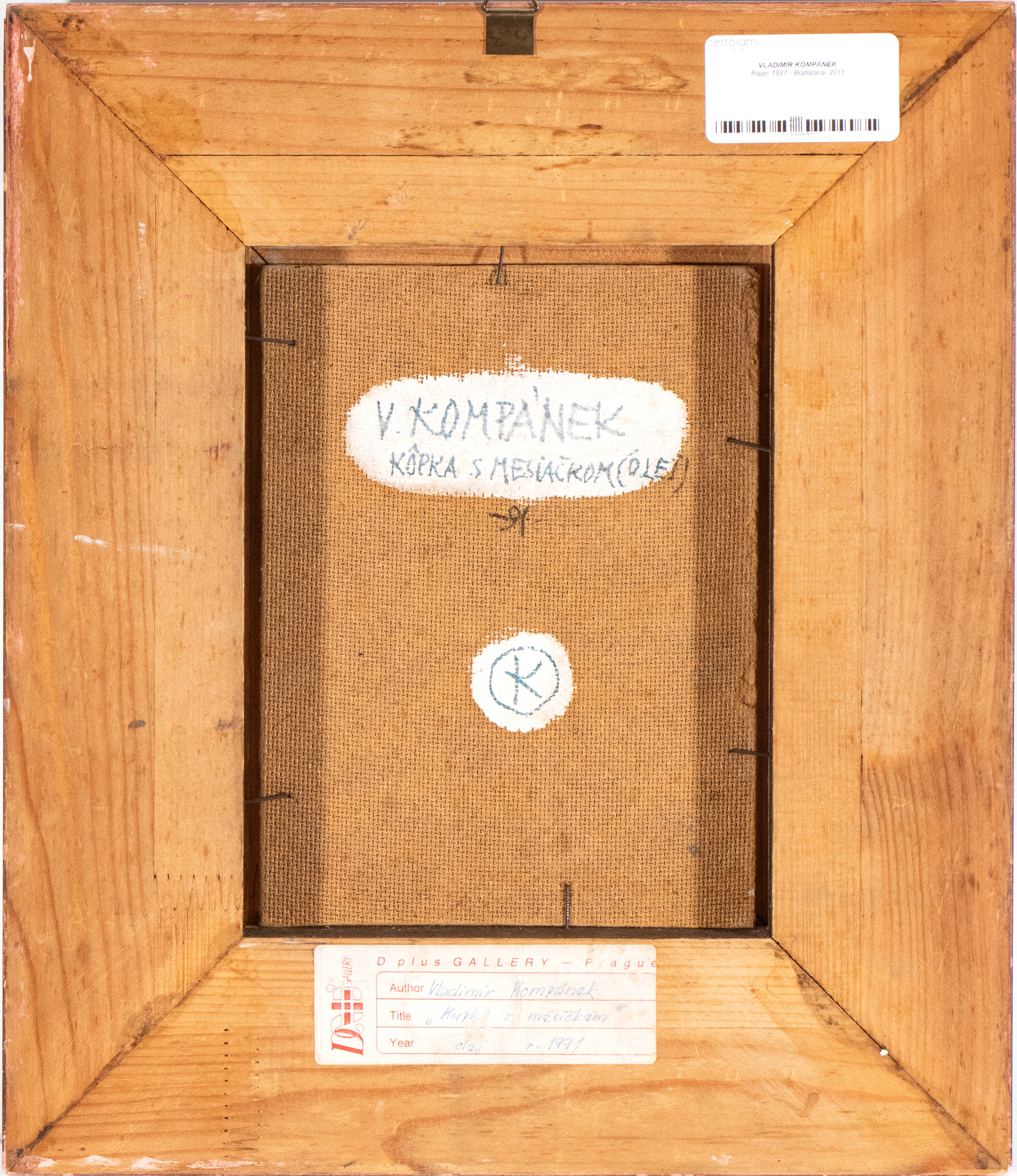 Vladimir Kompánek - Kôpka s mesiacom, olio su masonite
