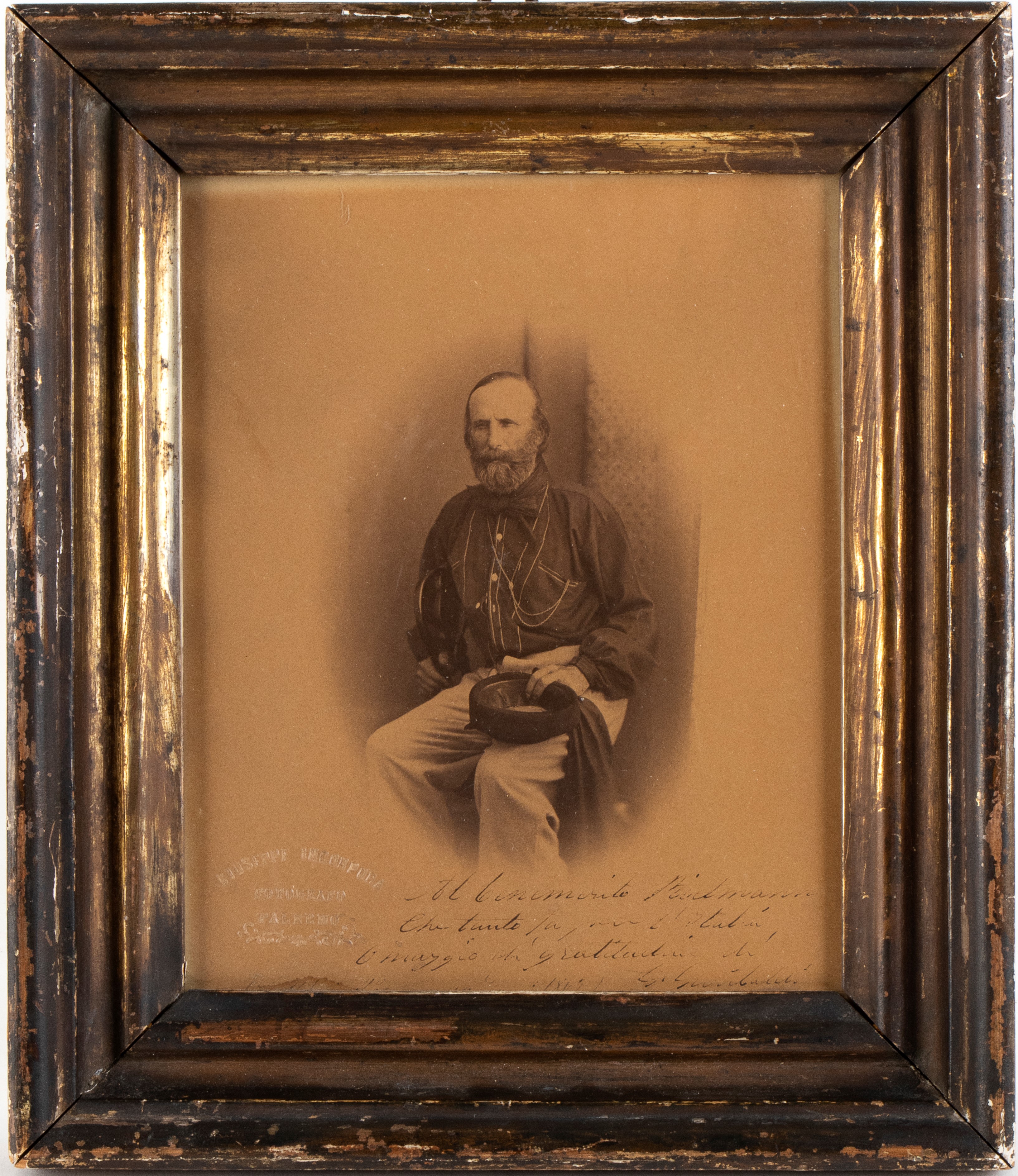 Giuseppe Garibaldi. Fotografia originale in albumina databile intorno al 1865 circa dello studio ...