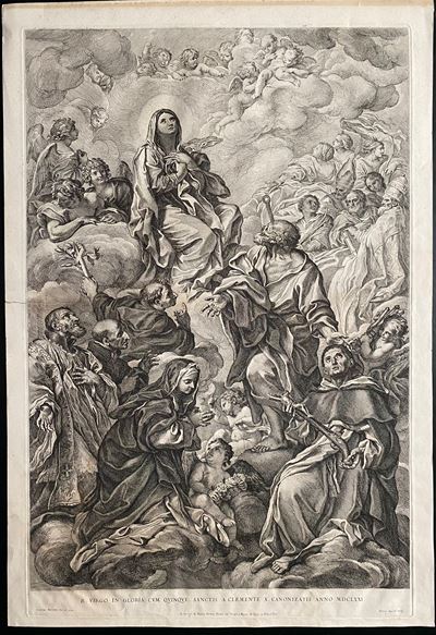 B. Virgo in gloria cum quinque sanctis a Clemente X canonizatis anno MDCLXXI