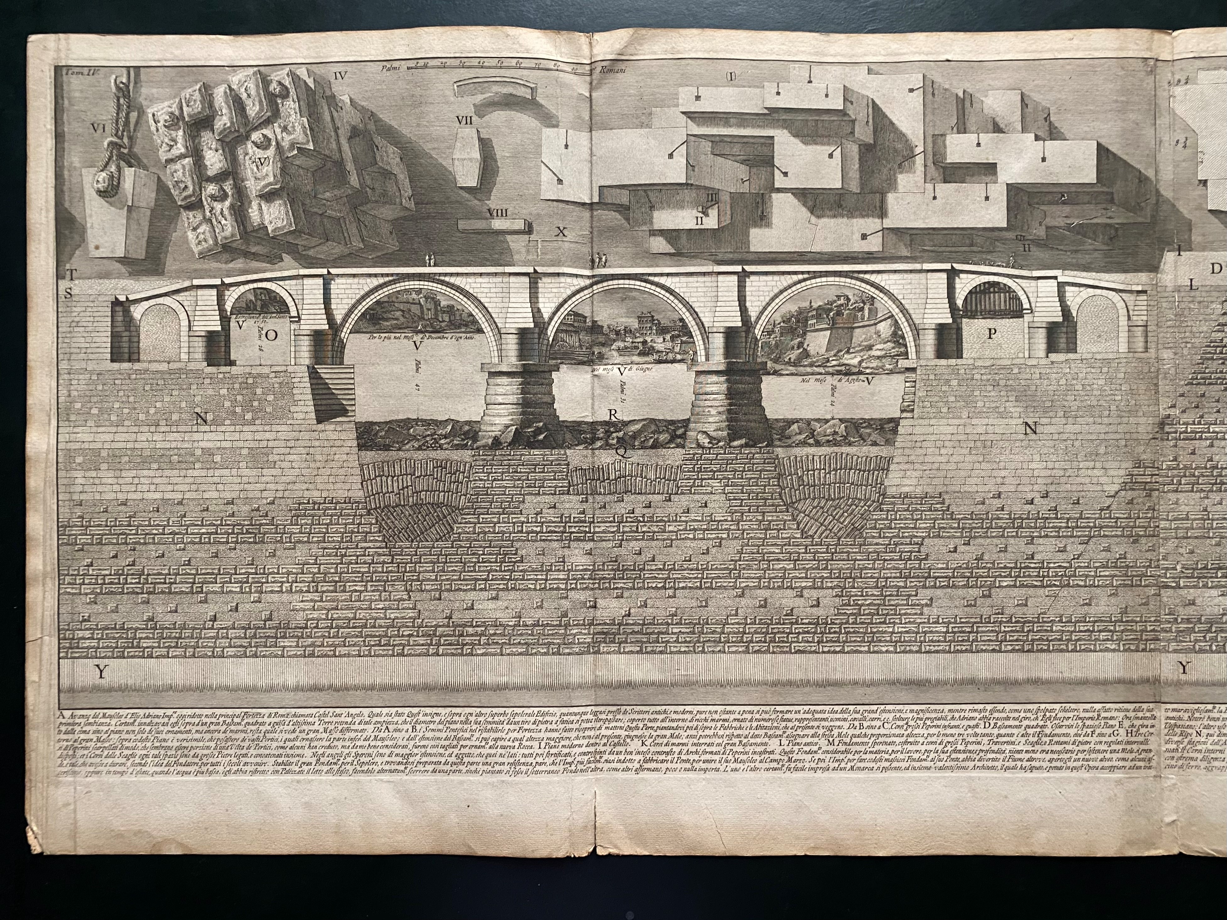 Giovanni Battista Piranesi - Avanzo del Mausoleo d'Elio Adriano (Castel Sant'Angelo), acquaforte